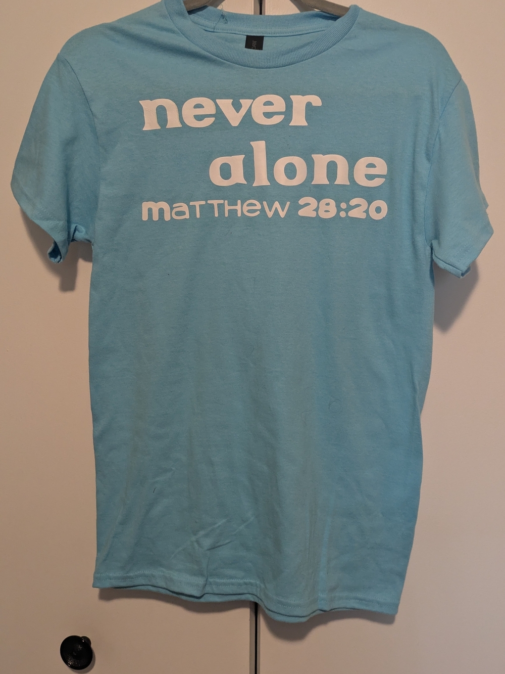 Gildan Light Blue "Never Alone" Graphic Tee